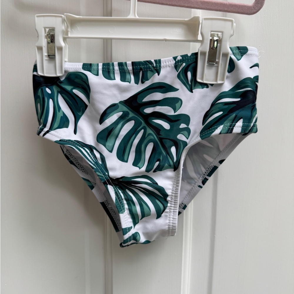 NWOT PatPat 3-4Y 3T Girls Green and White Toddler Swim Bikini Bottoms